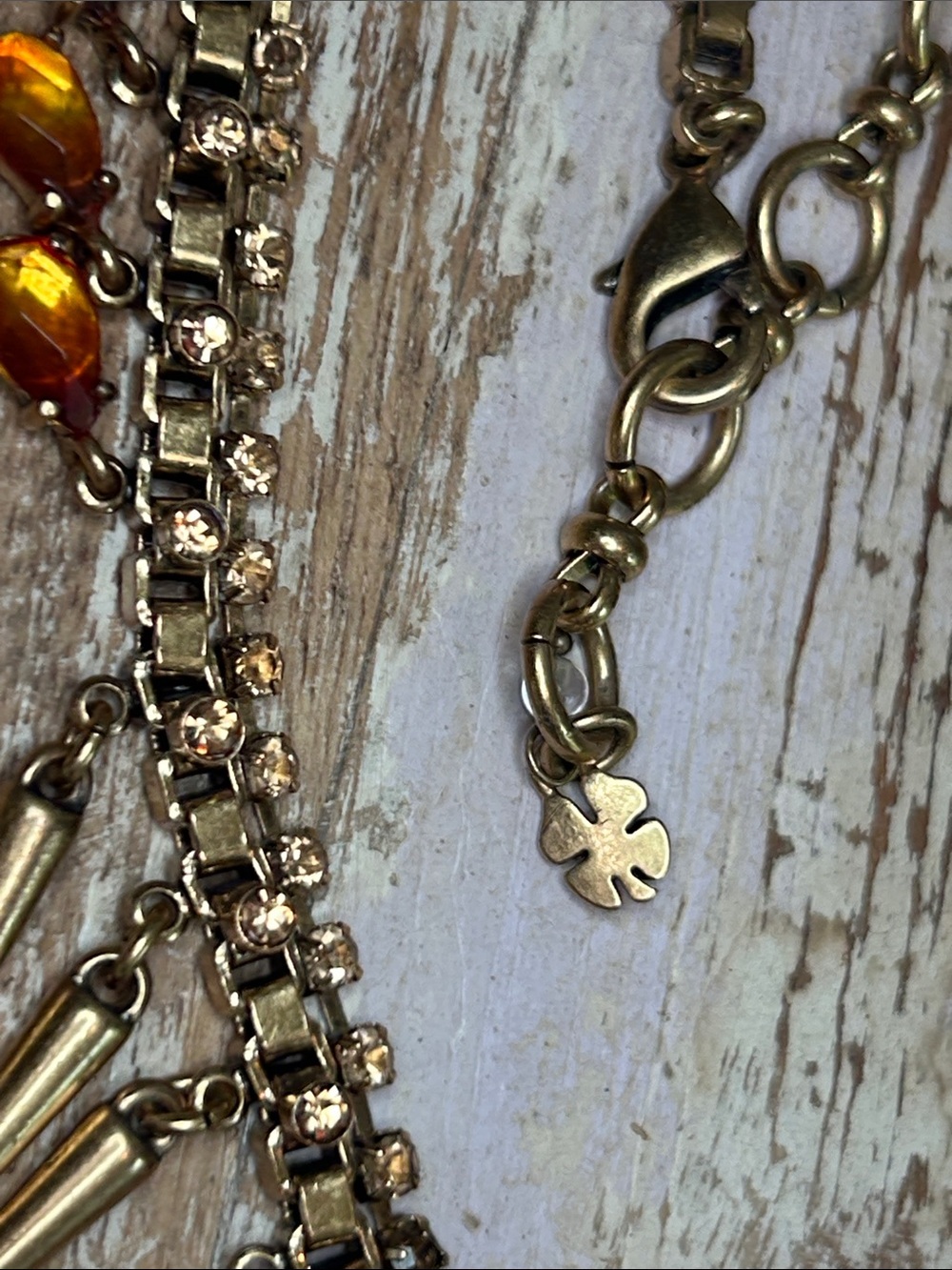 Lucky Brand Southwest Necklace w Spikes, Turquoise, Orange & Red Cabochons - Picture 4 of 12